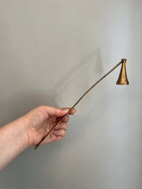 Vintage Brass Swivel Tall Cone Cup Slim Handle Candle Snuffer